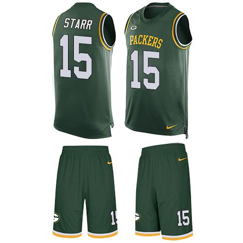 Nike Packers #15 Bart Starr Green Team Color Men's Stitched NFL Limited Tank Top Suit Jersey - Click Image to Close